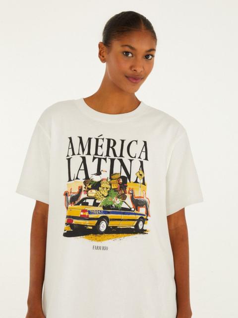 FARM RIO Off-White America Latina Relaxed Organic Cotton T-Shirt