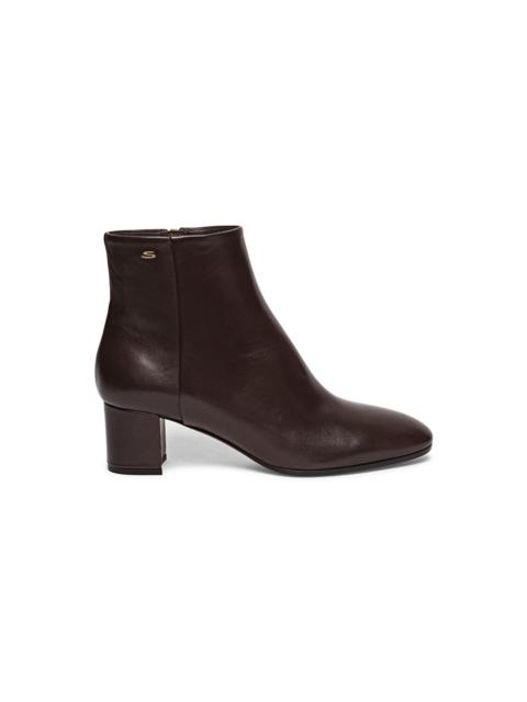 Santoni Women's dark brown leather mid-heel ankle boot