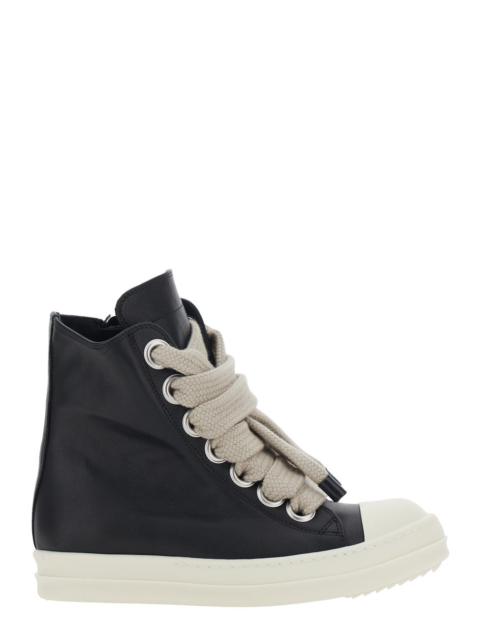 Rick Owens Rick Owens Women 'Jumbolaces' Black Sneakers With Oversize Laces And Side Zip Closure In Leather Wom