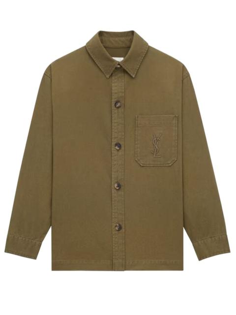 SAINT LAURENT CASSANDRE OVERSHIRT IN COTTON GABARDINE AND LINEN