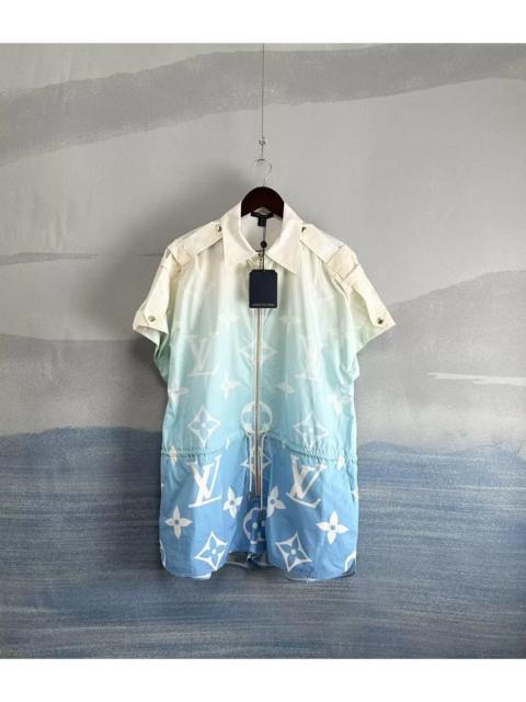 Louis Vuitton Louis Vuitton White and Blue Gradient All-Over Print Short-Sleeve Dress