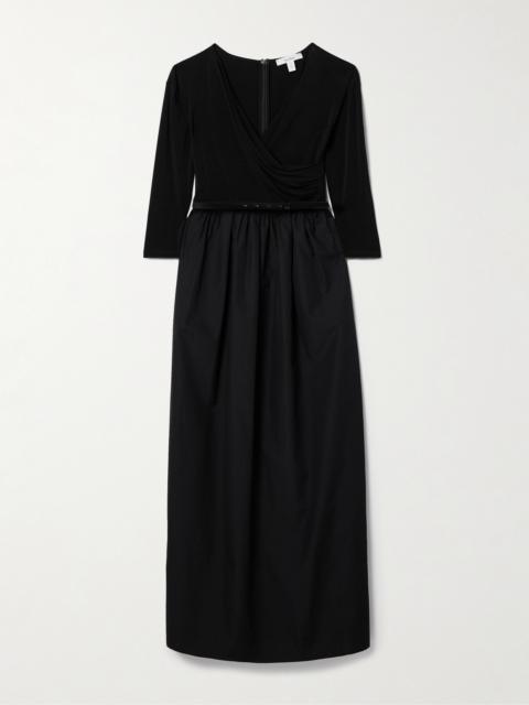 Max Mara Kaiser Belted Stretch-jersey And Cotton-poplin Midi Dress