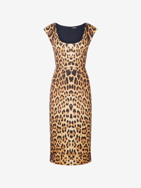 Roberto Cavalli Midi Dress With Jaguar Skin Print