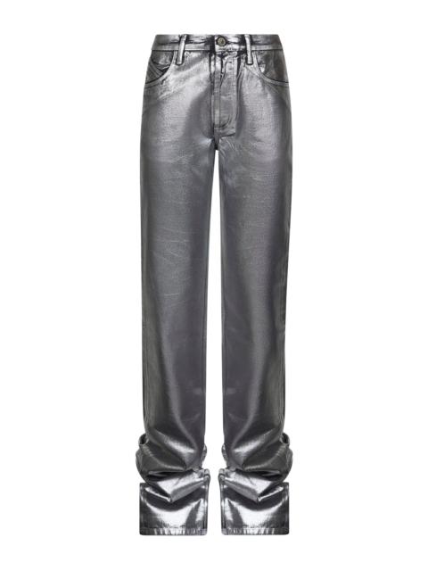 THE ATTICO The Attico Women Silver Coated Denim Extra Long Jeans