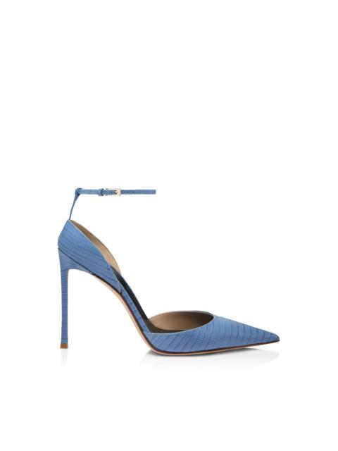 TOM FORD TEJUS-EFFECT PRINTED LEATHER VERTIGO ANKLE STRAP PUMP