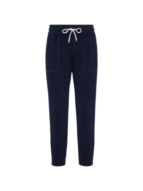 Brunello Cucinelli Brunello Cucinelli Navy Cotton Linen Ribbed Jogger Trousers
