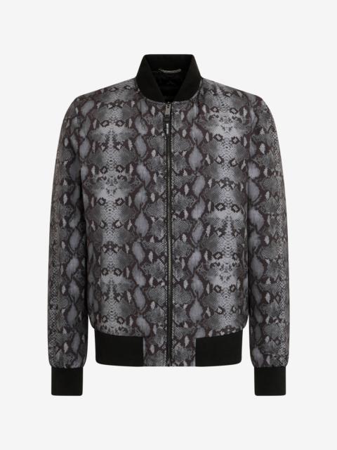 Roberto Cavalli Padded bomber with python print