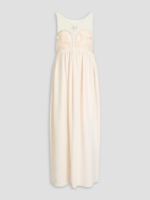 Maison Margiela Embellished pleated silk-chiffon and twill midi dress
