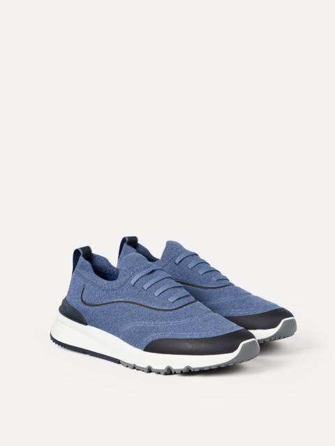 Brunello Cucinelli Techno cotton knit runners with heat-bonded details