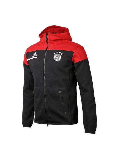 adidas adidas Fcb zn 20-21 Season Bayern Munich Soccer/Football Sports Hooded Jacket Black Red GN5916