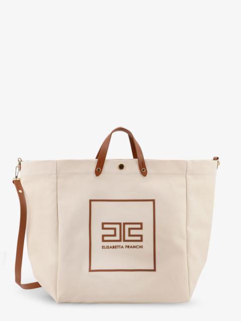 ELISABETTA FRANCHI - Elisabetta Franchi Canvas Shoulder Bag With Embossed Logo
