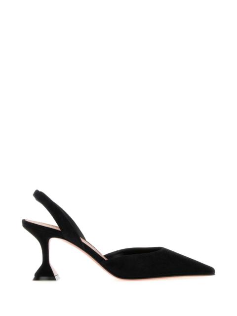 Amina Muaddi Amina Muaddi Women Black Suede Holli Sling Pumps