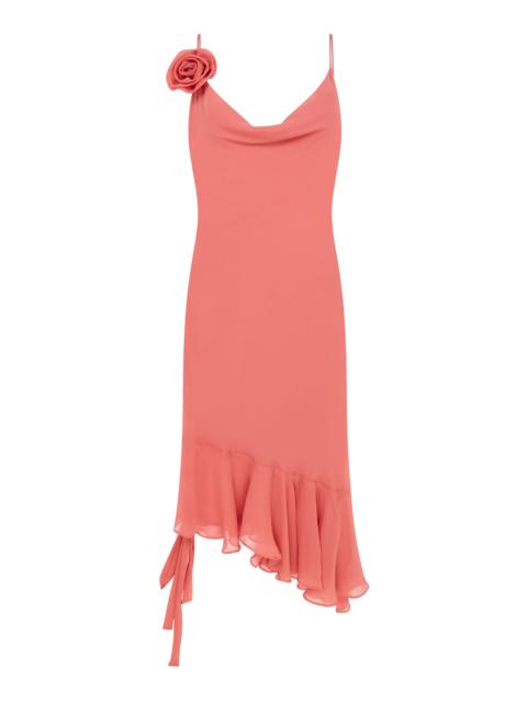 Paris Georgia Julia Ruffled Silk Dress red