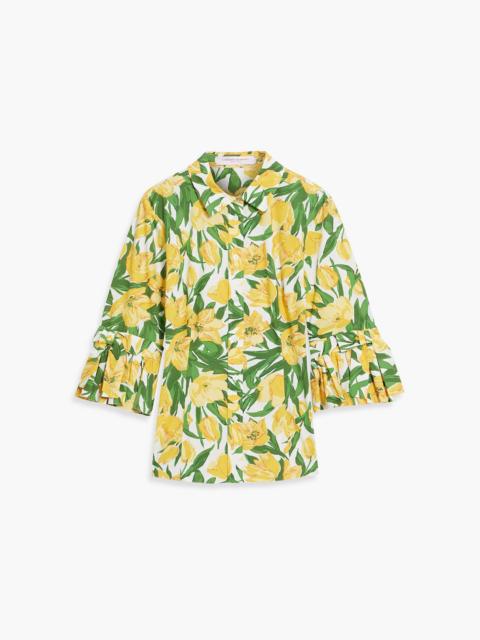 CAROLINA HERRERA Floral-print cotton-blend poplin shirt