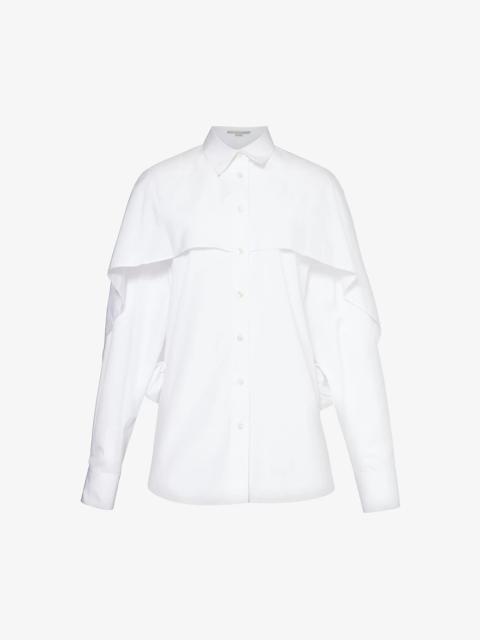 Stella McCartney Cape-overlay relaxed-fit cotton-poplin shirt