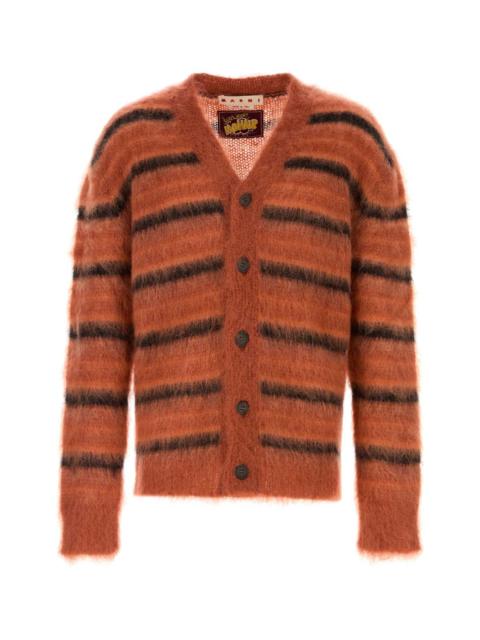 Marni Marni Men Embroidered Mohair Blend Cardigan