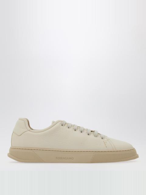 FERRAGAMO Mascarpone-colored leather sneakers