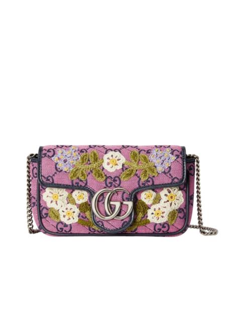 GG Marmont Pink Embroidery Super Mini Bag