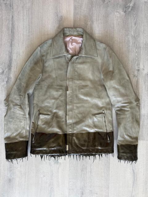 Carol Christian Poell LM/2498R O.D. LINED SCARSTITCHED DRIP RUBBER LEATHER JACKET