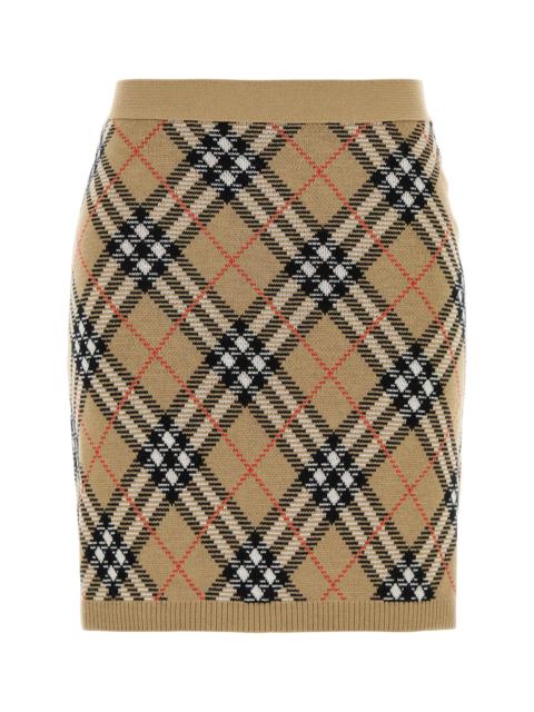 Burberry Women Embroidered Wool Blend Mini Skirt
