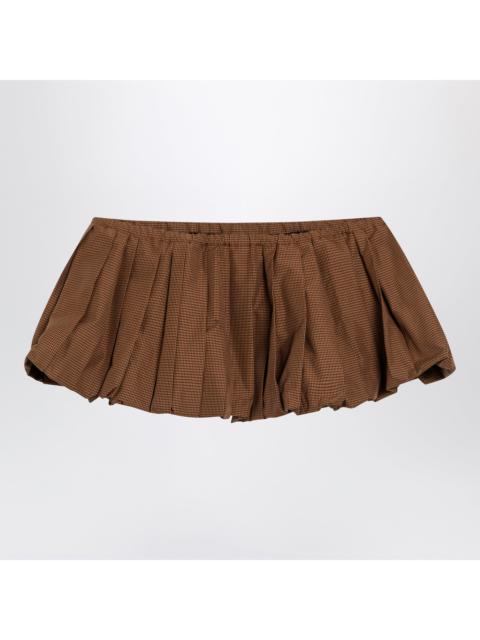 Miu Miu Miu Miu Pleated Vichy-Check Mini Skirt In Caramel Women