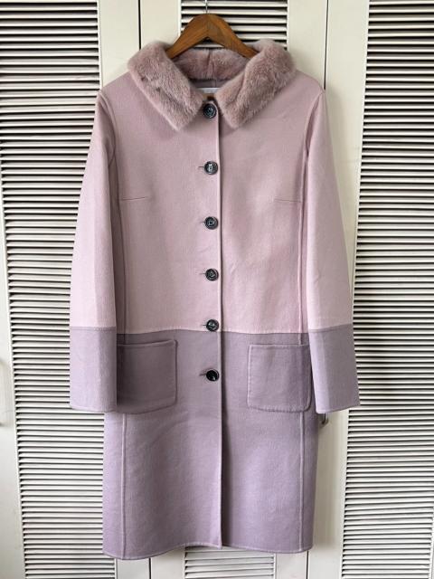 Dior Dior Color-Block Fur-Collar Cashmere Coat
