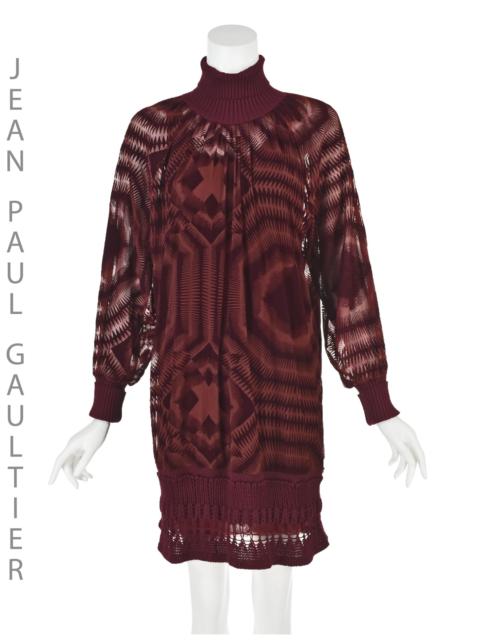 Jean Paul Gaultier Burgundy Devoré Silk Velvet Oversized Mini Dress, SZ M NWOT
