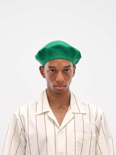 BODE Green Merino Wool Crochet Berete
