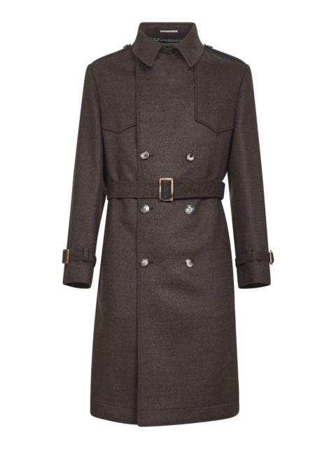 Brunello Cucinelli Brown wool double-breasted trench coat