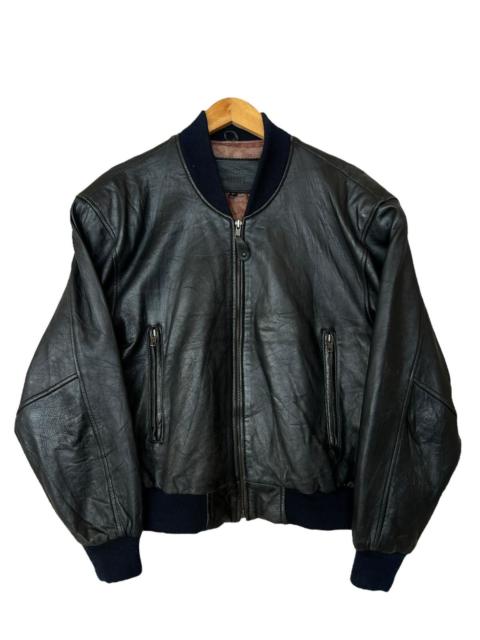 Other Designers Vintage Random Point Black Leather Bomber Jacket