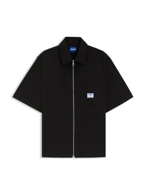 HUGO OVERSIZE FIT SHIRT WITH ZIP-UP FRONT