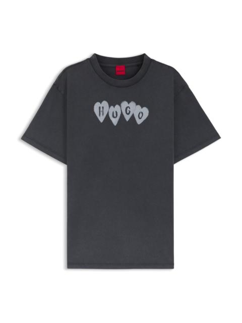HUGO HEART-LOGO T-SHIRT IN COTTON JERSEY