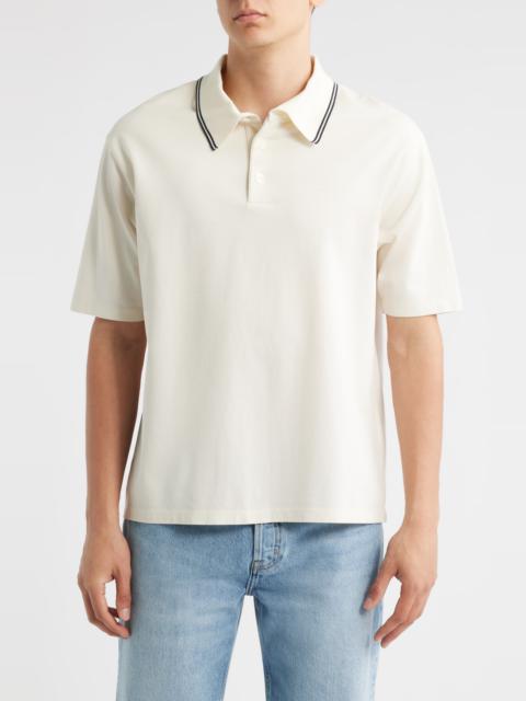 FRAME Cotton Pique Polo in White Sand at Nordstrom