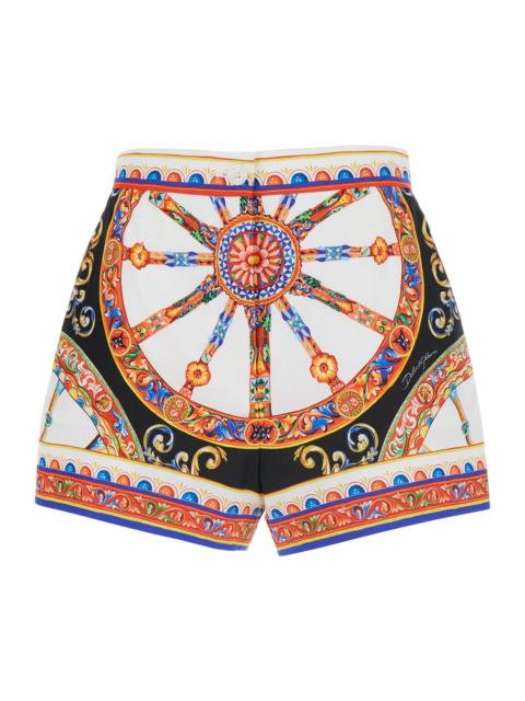 Dolce & Gabbana Dolce & Gabbana Women Multicolor Shorts With Front Belt And Carretto Print In Cotton For Women