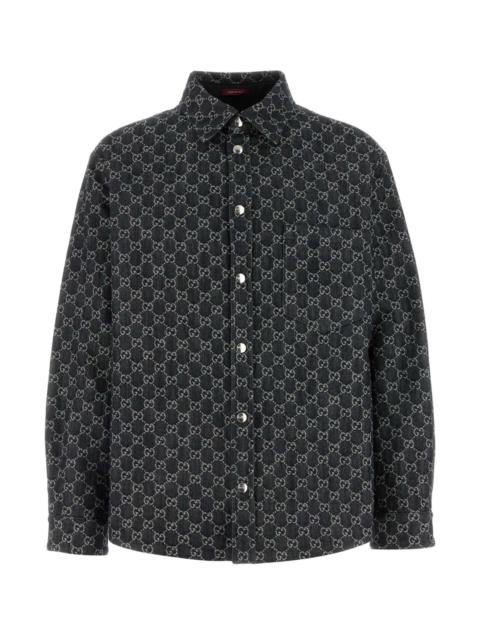 GUCCI Gucci Men Embrodiered Denim Reversible Shirt
