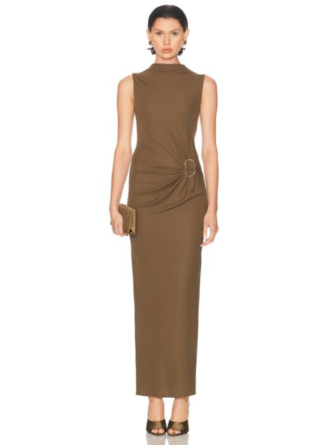 ROLAND MOURET Buckle Sleeveless Maxi Dress