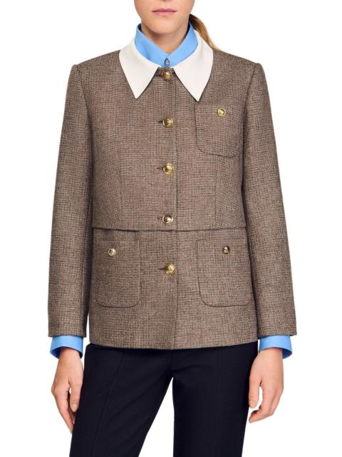 Sandro Houndstooth Suit Jacket