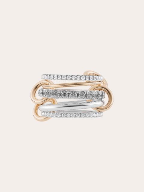 Spinelli Kilcollin Aquarius Gris 18K Gold Sterling Silver and Diamond Linked Rings