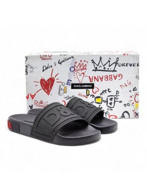 Dolce & Gabbana Dolce & Gabbana Logo Saint Barth Rubber Pool Slides Black EU 39 US 9 - NWB $320