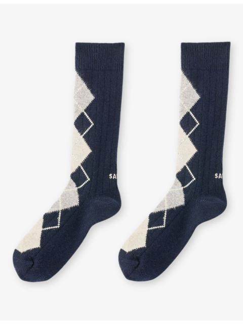 Sandro Argyle Rhinestone-Embellished Stretch-Knit Socks