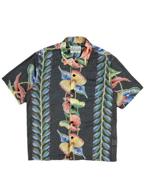 Other Designers Sun Surf - Vtg🔥Anthurium Cotton Linen Slub Yarn Border Motif Hawaii