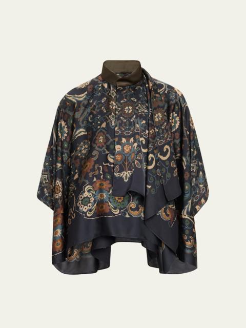 sacai Floral Print Cape Shirt