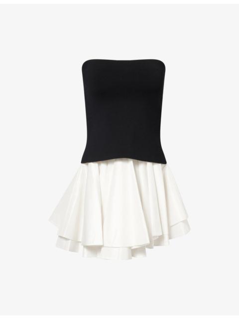 SIMKHAI Isabelle Strapless Taffeta-Knit Mini Dress