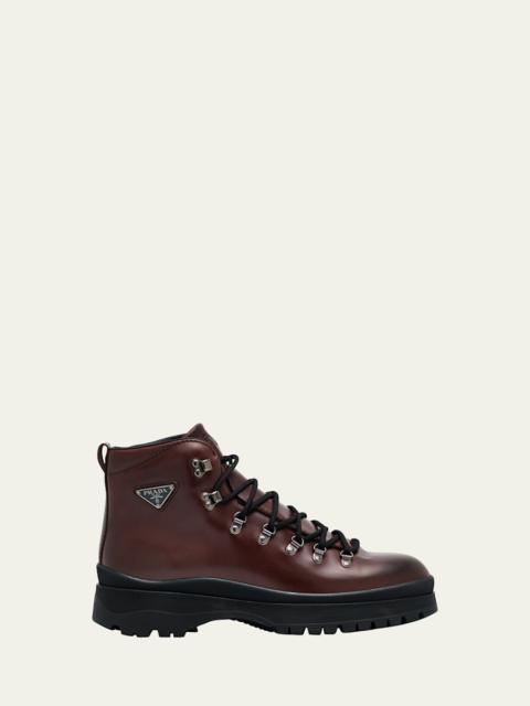 Prada Men's Brixxen Leather Lace-Up Boots
