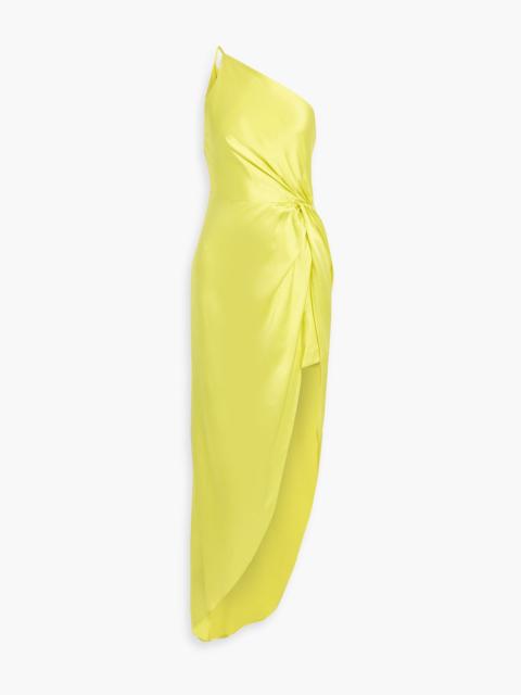 Other Designers One-shoulder twisted silk-satin dress