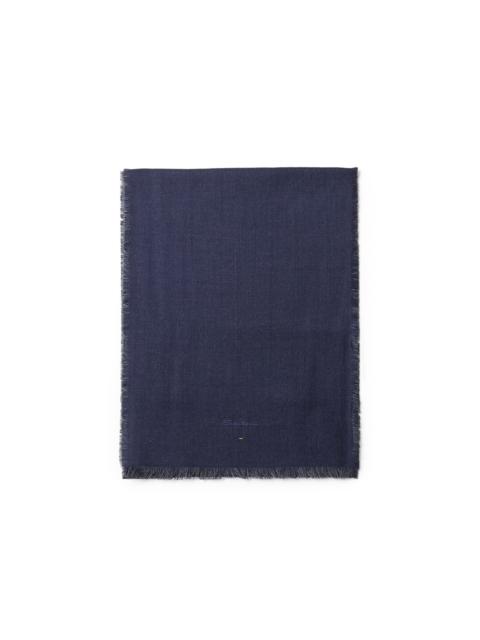 Santoni Blue and grey cashmere two-tone scarf