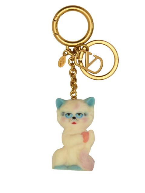 Valentino Multicolor metal and nylon Le Chat De La Maison keyring
