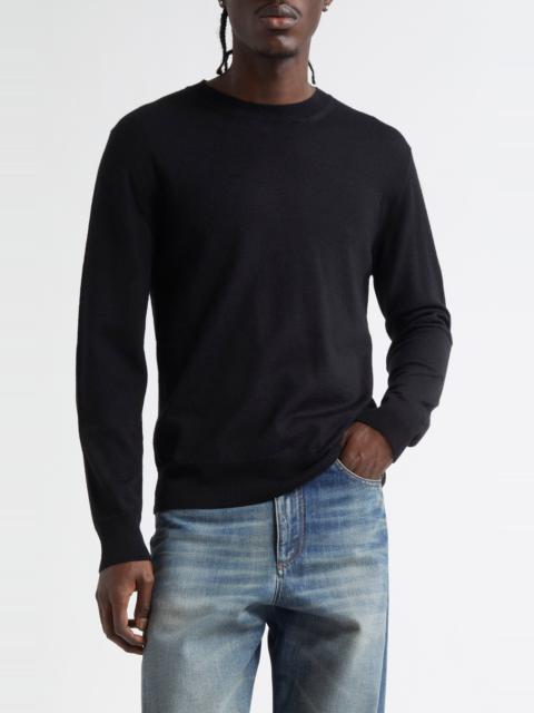 MM6 Maison Margiela MM6 Maison Margiela Leather Elbow Patch Crewneck Sweater in Black at Nordstrom