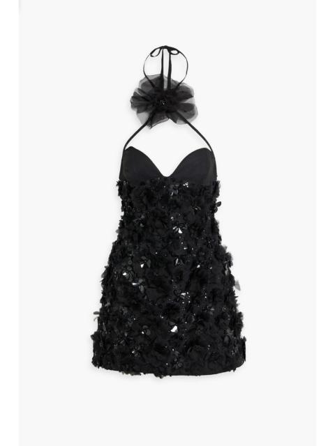 CAROLINA HERRERA Embellished faille halterneck mini dress
