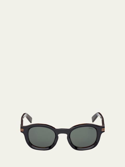 ZEGNA Men's Acetate Round Sunglasses